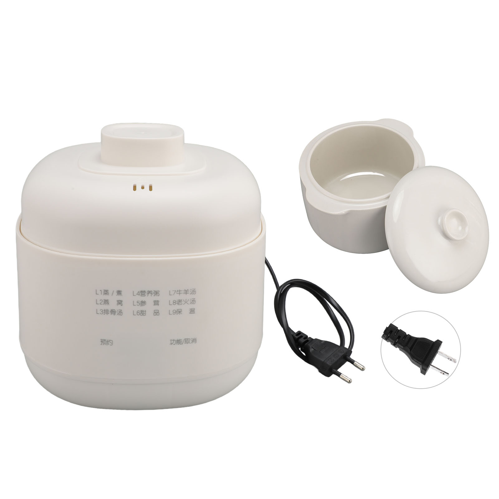 Slow Cooker Ceramic - ミニ電気シチューポット 200W 1L セラミックスープお粥調理器 空焚き防止 小型スロークッカー