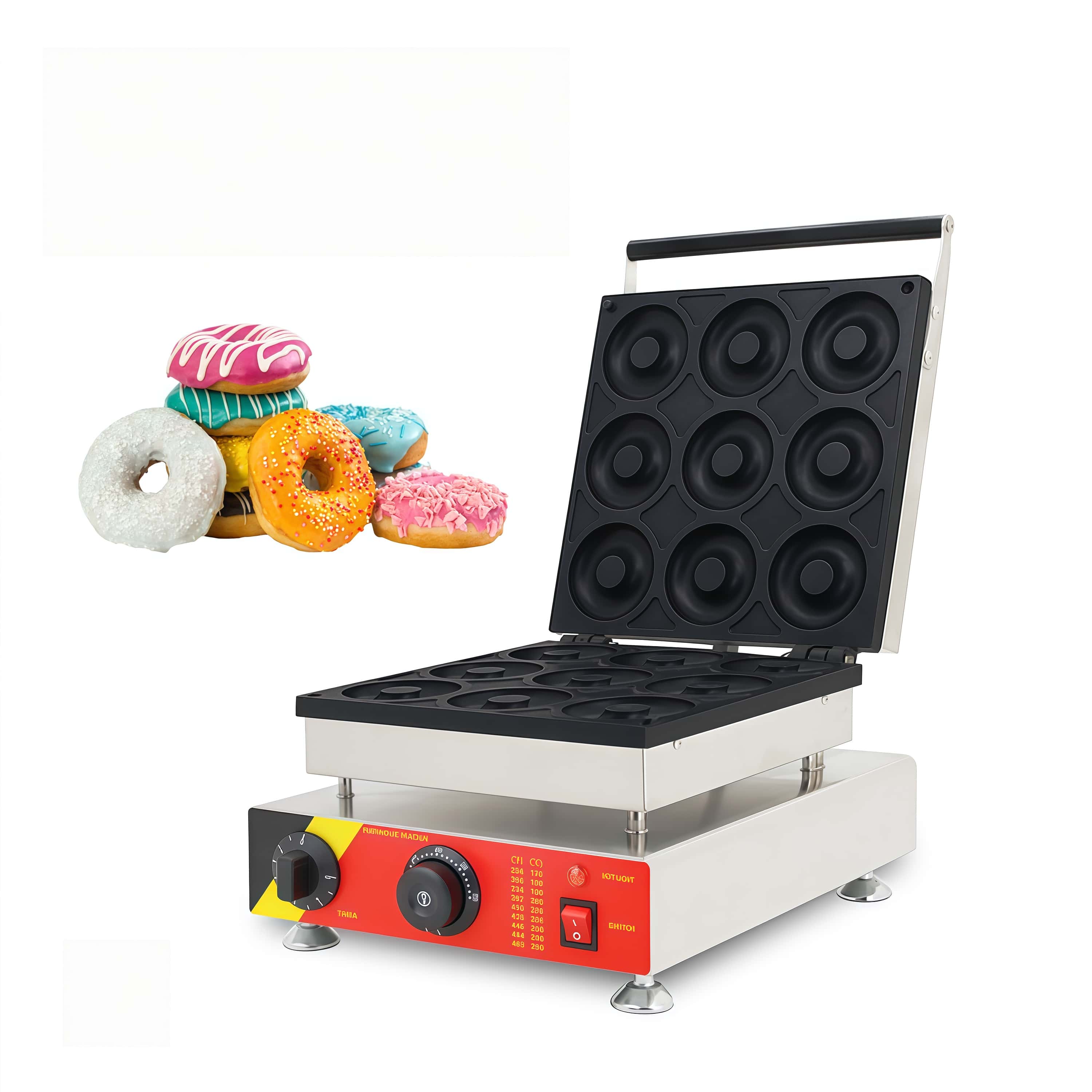 Donut Maker Mini - 480モデル電動9連ドーナツマシン、業務用9穴ノンスティックミニステンレススチールドーナツメーカー