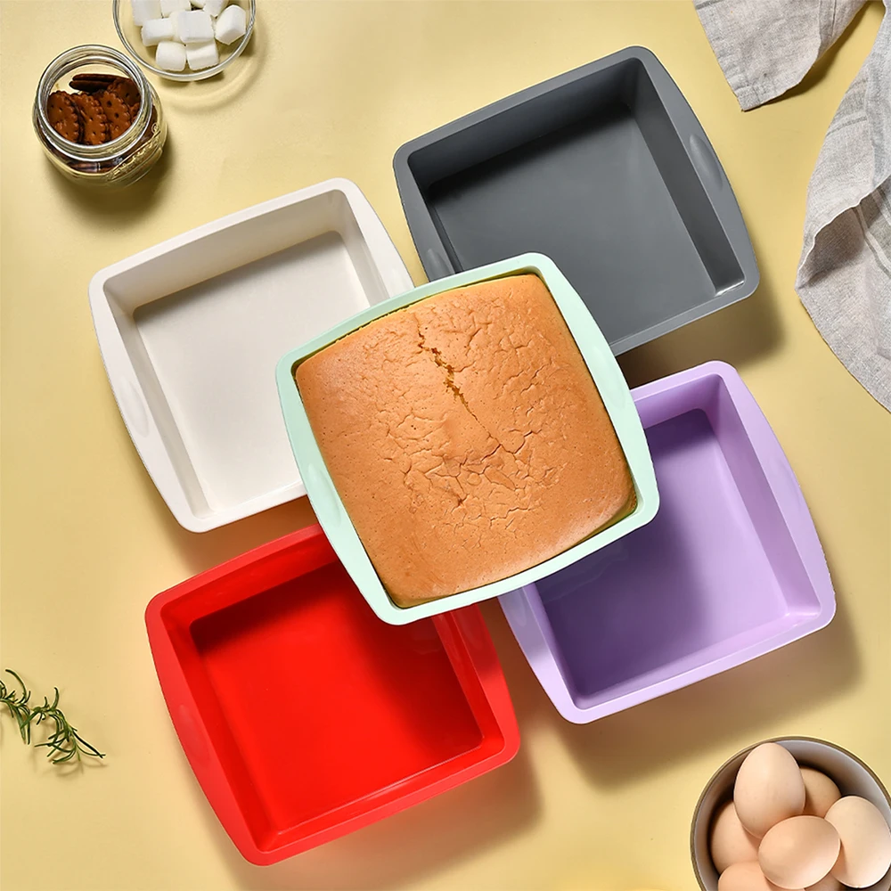 Kitchen Appliances Garage - 正方形のシリコンケーキモールド,簡単なリリース,ケーキパン,耐久性のあるキッチンツールとアクセサリー,家庭用,1個,4個