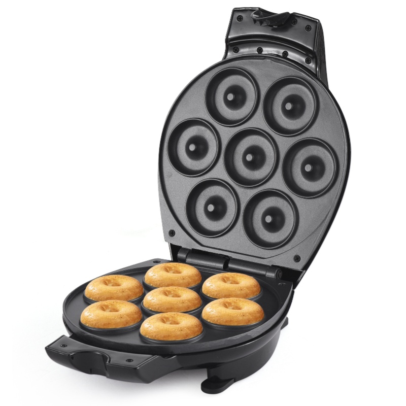 Donut Maker Mini - 家庭用ミニドーナツメーカー電気ドーナツマシン700Wノンスティック表面で7個のドーナツが作れる朝食マシン