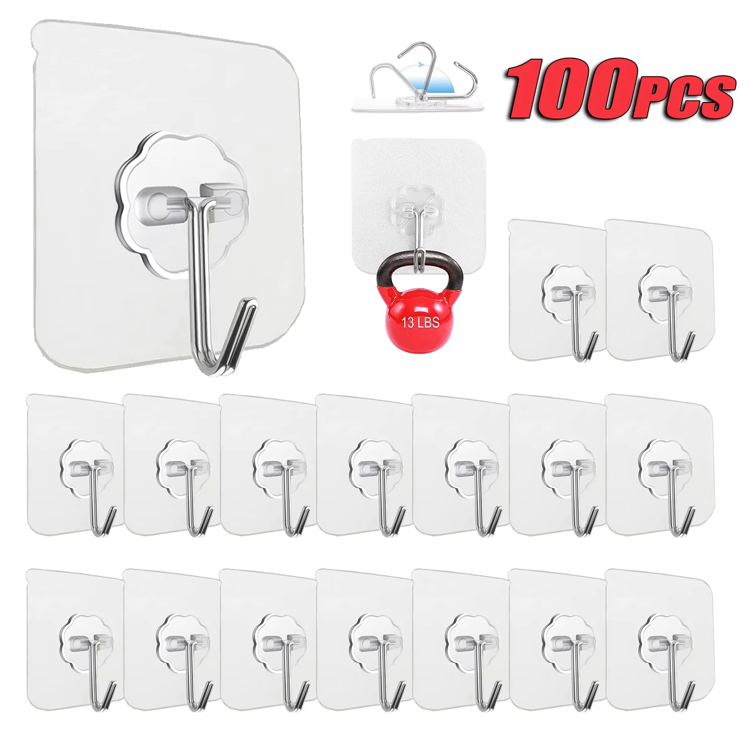 Kitchen Appliances Holder - 透明ステンレス強力粘着壁フック 多目的タオル衣類キー収納吊り具 キッチン浴室室内収納用品 タイルガラスプラスチック木壁対応穴開け不要 賃貸マンションホテルオフィスバルコニー寝室に最適 湿気錆を防ぐステンレス素材