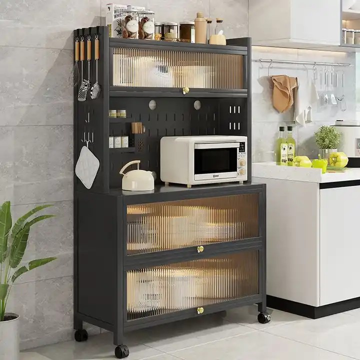 Kitchen Appliances Price - 卸売価格 大容量 キッチン収納キャビネット キッチン食器収納ラック 防塵電子レンジ台
