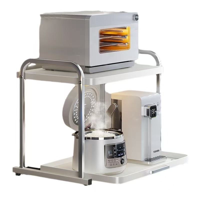 Kitchen Appliances Direct - 工場直販 2026 2段式引き出し式電子レンジキッチン棚 自立型スパイス収納ラック 電気機器収納