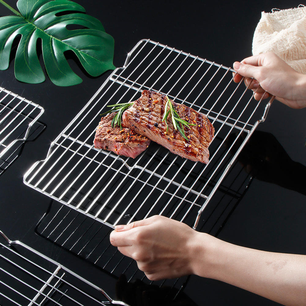 Kitchen Appliances Garage - ステンレススチール バーベキューメッシュマット 再利用可能 耐熱性 BBQ ベーキングネットパッド