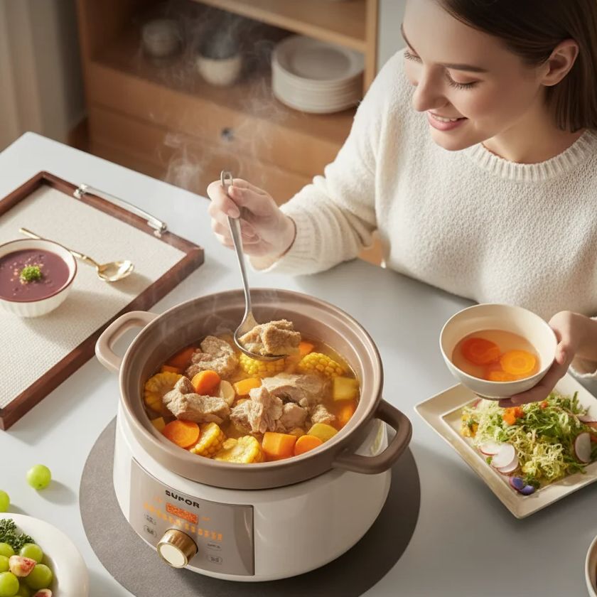 Kitchen Appliances Electric - 4L セラミック家庭用電気スロークッカー多機能スープポットお粥メーカー大容量キッチン家電