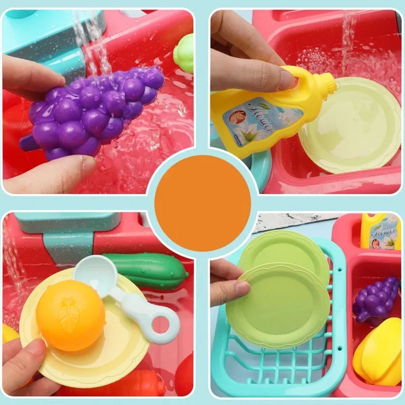 キッチンおもちゃ プラスチック製食器洗いシンクセット、子供向 - Kitchen Appliances Toys のレビューと価格