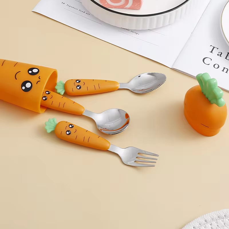 子供用の箱が付いたステンレス鋼のにんじん食器,スプーン,フォ - Kitchen Appliances Combo のレビューと価格