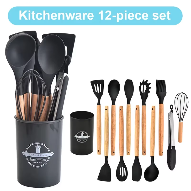 12個入りキッチン用品セット シリコン製スパチュラセット 木 - Kitchen Appliances Combo のレビューと価格