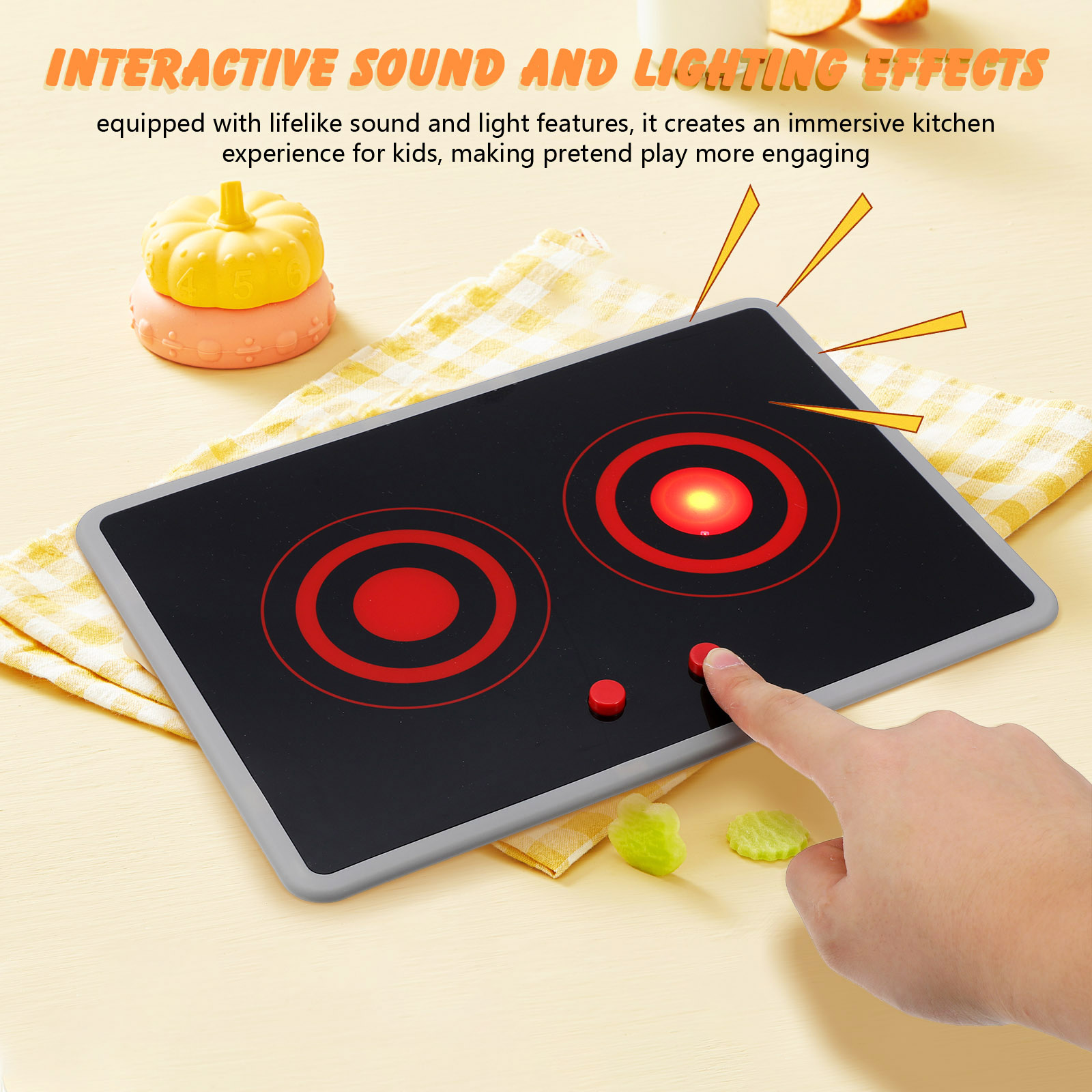子供用おもちゃのキッチン家電、リアルな誘導式コンロ（音と光付 - Kitchen Appliances Toys のレビューと価格