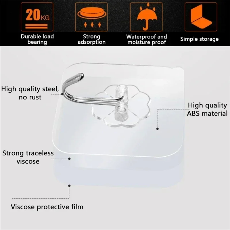 透明ステンレス強力粘着壁フック 多目的タオル衣類キー収納吊り - Kitchen Appliances Holder のレビューと価格