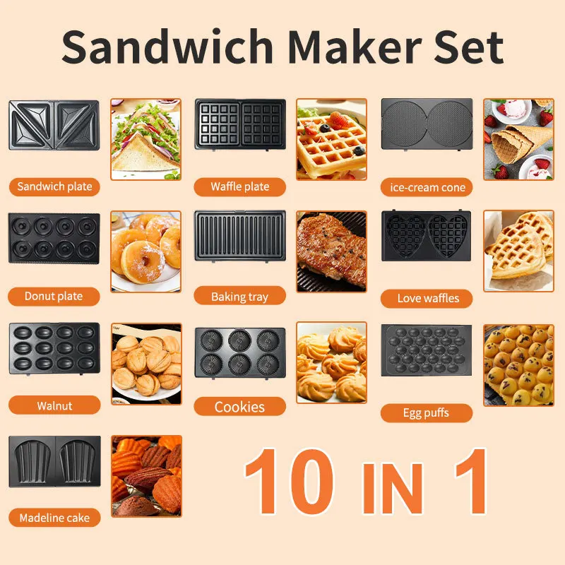 220/110V 家庭用電化製品 10 in 1 サンドイッ - Donut Maker Mini のレビューと価格