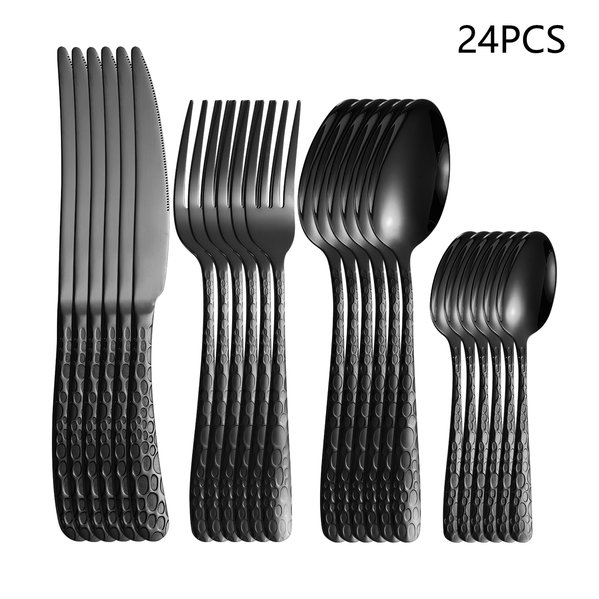 4/6/16/24 個ブラックステンレス鋼カトラリーナイフ、 - Kitchen Appliances Combo のレビューと価格