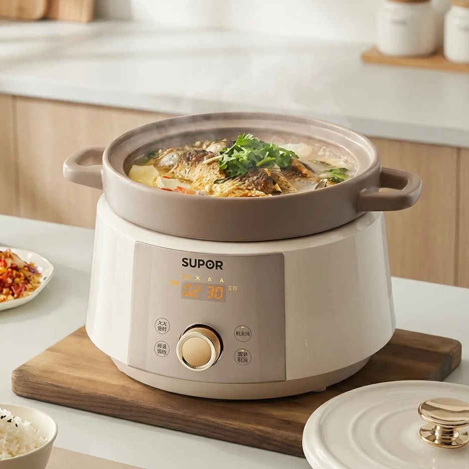 4L セラミック家庭用電気スロークッカー多機能スープポットお - Kitchen Appliances Electric のレビューと価格