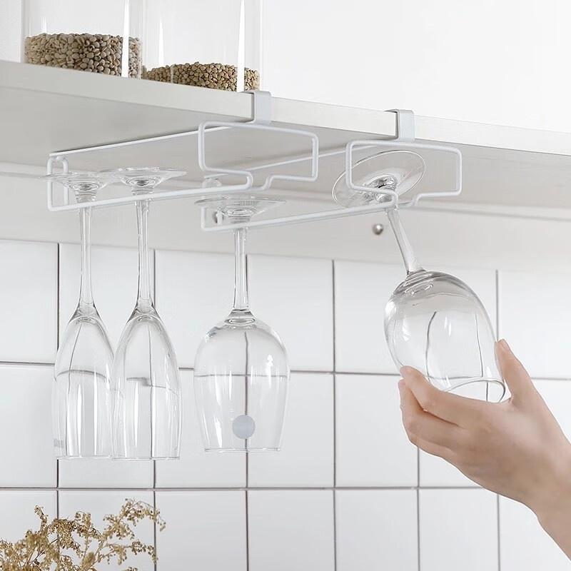 穴あけ不要の金属製ワイングラスホルダー - キャビネット下収 - Kitchen Appliances Holder のレビューと価格