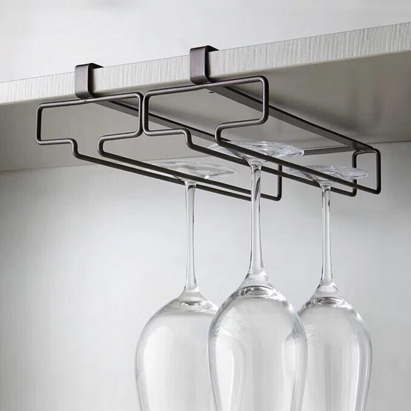 穴あけ不要の金属製ワイングラスホルダー - キャビネット下収 - Kitchen Appliances Holder のレビューと価格