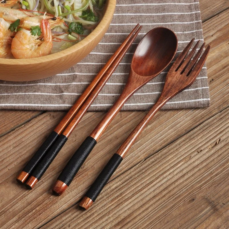 木製旅行用食器セット スプーン フォーク 箸 ポータブル食器 - Kitchen Appliances Combo のレビューと価格